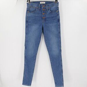 Madewell Jeans Womens 28T 10" High Rise Skinny Stretch Button Front Blue Denim